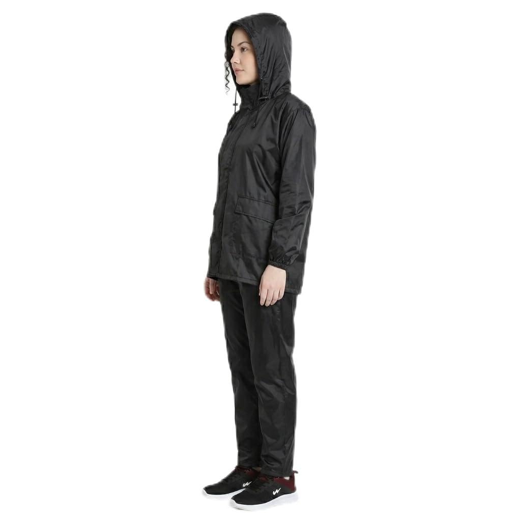 black barsati for women xxl waterproof raincoat rainsuit for ladies with pant and hood durable rain wear for indian monsoon season.
