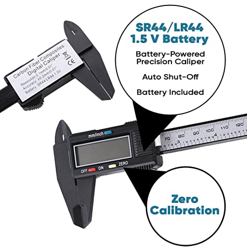 Image of Digital Vernier Caliper 6 Inch 150mm, Plastic Electronic Micrometer Gauge with Large LCD Screen, Inch /Metric Conversion, Accurate Measuring Tool for DIY, Home & Craft Work