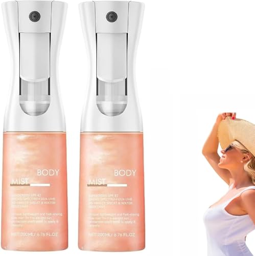 Sunglaze Sheer Body Mist Sunscreen Spf 42, Infused With Shimmering Body Oil,Refresshing Moisturizing Spray,Water Resistant Hydrating Mist,Hydrates,Brightens,Makeup Friendly,Fast Absorbing (2)