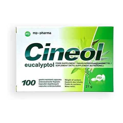Cineol eucalyptol - 100% natürlich - Kapseln mit Eukalyptusöl - Bei Entzündungen der oberen Atemwege und Erkältungen - Nahrungsergänzungsmittel - 100 Stk Cover