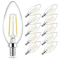 Ascher Classic E12 LED Candelabra Light Bulb 4W, Equivalent 40W, Warm White 2700K, Non-Dimmable, Clear Glass Filament Chandelier LED Bulbs, E12 Candelabra Base Candle Light Bulbs, Pack of 10