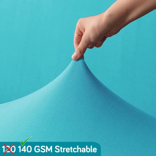 Image of HOKIPO 'SereneSolids' 140 GSM Stretchable Swivel Chair Cover High Armrest Slipcover, Sky Blue (NEW-AR-6247-SBL)