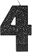 amscan Birthday Celebration, Numeral #4 Glitter Candle, Party Supplies, Black, 3 1/4"