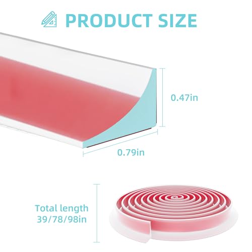 Image of Shower Threshold Water Dam,Walk in Shower Water Guard, Shower Dam Water Barrier Bathroom Sink Splash for Dry And Wet Separation Caulk Seal Strip Edge Trim (98Inch, Transparent)