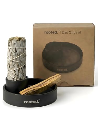 rooted.® [HOCHWERTIGE] Räucherschale 11,5 cm aus Keramik –...