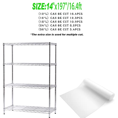 Amzabby Wire Shelf Liner 14X197'' Clear Shelf Liner Kitchen,Cabinets,Drawer Liner, Cupboard, Under Sink, Pantry,Non-Adhesive Liner,Stain-Proof Shelf,1.2Mm Thicken/Waterproof/Anti-Slip Liners #TOP5