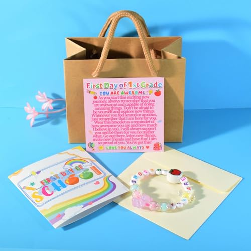 First Day of School Bracelets Back to School Gifts for Son Daughter 1st Day of School You Are Awesome Bracelet Grandson Gift Nephew Niece Granddaughter Inspirational Bracelets for Him Her Jewelry Ideas2