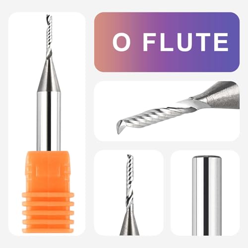 Spetool SP1F-D1/16-H1/4 O Flute Spiral Rouer Bits 1/4 Inch Shank 1/16 Inch Cutting Diameter, Solid Carbide Upcut Cnc Router Bit Single Flute End Mill thumb #2