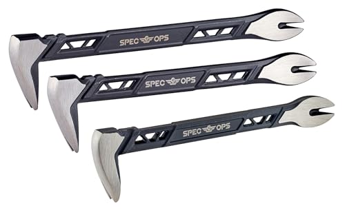 Image of Spec Ops Tools Nail Puller Cats Paw Pry Bar for Prying, Demolition & Nail Pulling, High-Carbon Steel, 8, 10 & 11 Inch Combo Pack