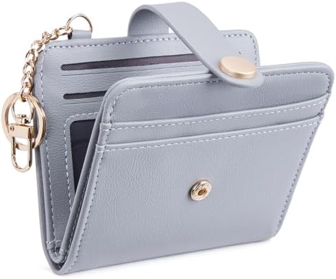 POIUGOYA Slim Wallet for Women, RFID Blocking Credit Card Holder with Coin Pocket, ID Window and Key Chain