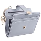 POIUGOYA Slim Wallet for Women,RFID Blocking Bifold Credit Card Holder with Zipper Coin Pocket,ID Window,Keychain