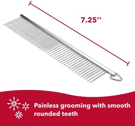 Coastal Pet Safari Dog Grooming Comb for Medium and Coarse Coats - Extra-Long Rotating Teeth - Undercoat Rake for Coarse Coats - 7 1/4"