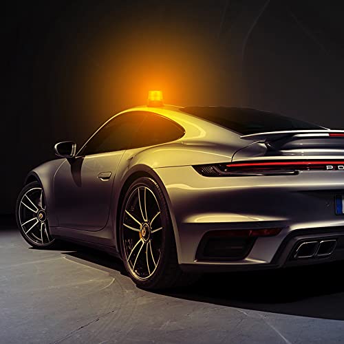 Dinfu Rundumleuchte akku 12V 24V Gelb Rundumleuchte Magnet Kabellose LED Warnleuchte auto Orange Warnlicht Blinkleuchte Strobe Beacon Light für Auto LKW Traktor KFZ UTV SUV J-eep