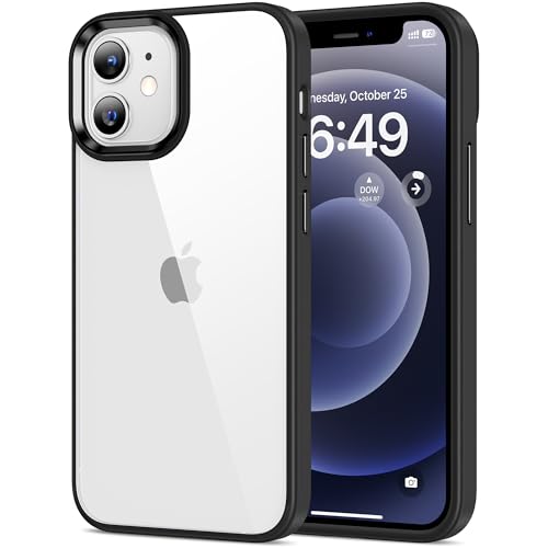 Image of HOOMIL Case for iPhone 12 Mini 5.4-Inch, Non-Yellowing, Drop Protection, Anti-Scratch Transparent Hard Back Phone Cover - Black