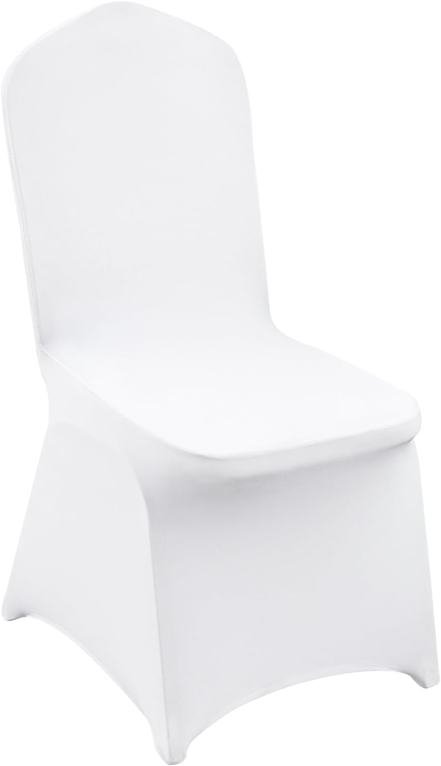 VEVOR 100 Pcs White Chair Covers Polyester Spandex Chair Cover Stretch Slipcovers for Wedding Party Dining Banquet Flat-Front Chair Covers