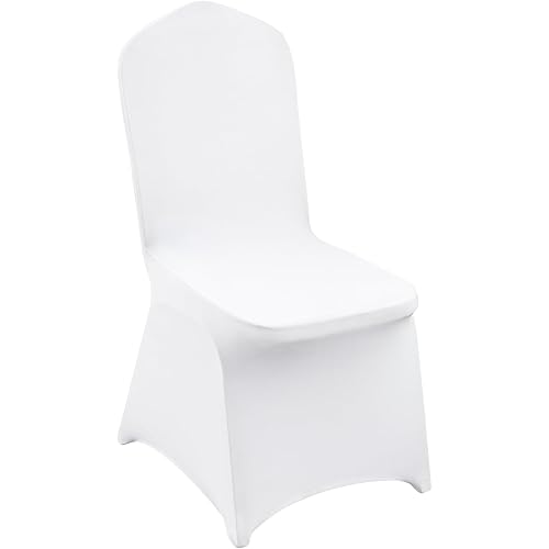 VEVOR 50 Pcs White Chair Covers Polyester Spandex Chair Cover Stretch Slipcovers for Wedding Party Dining Banquet Flat-Front Chair Covers