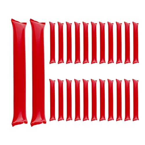 Bojueshaw 24pcs Inflatable Thunder Sticks,Team Spirit SticksPlastic Boom Cheering Noisemakers for Sports Games & Parties(Red)