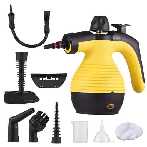 Boyuan Limpiador a Vapor Portátil, Vaporeta Limpieza Hogar, Limpiador De Vapor Multiusos con 10 Accesorios para Alfombras, Cortinas, Sofás, Cocina, Baños