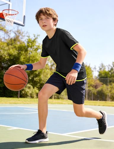 Image of Somaibo Boys Athletic Shirts Mesh Kids Short Sleeve T-Shirts Quick Dry Youth Activewear Tops for Teens