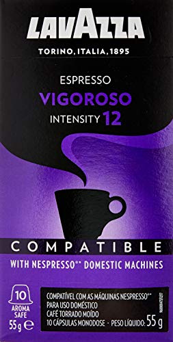 Image of Lavazza Espresso Vigoroso, 5.5 G X 10 Nos Nespresso Compatible Coffee Capsules, Box, 55 Gram