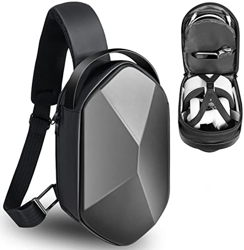 SARLAR Fashion Hard Travel Case for Oculus Meta Quest 2/Meta Quest Pro, Expandable Capacity Compatible with Kiwi Design/BOBOVR All Elite Strap and Accessories, Crossbody Sling Backpack