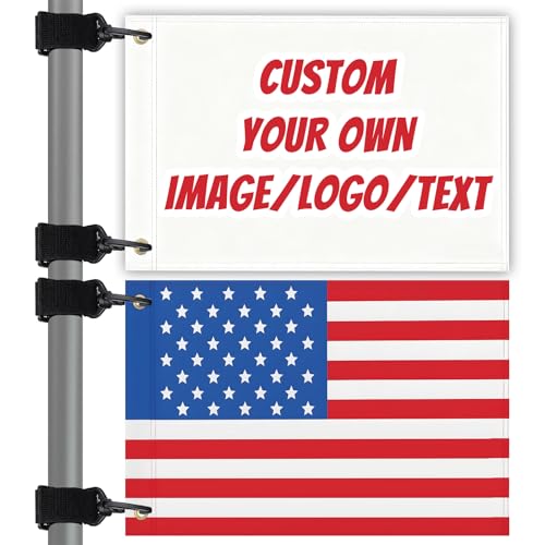 Custom Golf Cart Flags 12 18 2 Pack Double-Sided Personalized Flags with Hooks & Nylon Straps Durable Polyester with Reinforced Copper Grommets Ideal for Golf ATVs Clubs Holiday Decorations & Events