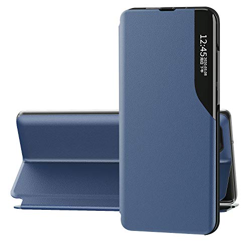 FANFO® Funda Clear View Cover para Xiaomi Poco X3 NFC/Poco X3 Pro Elegante Standing Flip Caso, Azul