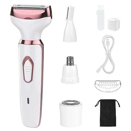 Electric-Razors-for-Women-4-in-1-Electric-Women-Shaver-Hair-Removal-Epilators-for-Leg-Face-Arm-Bikini-Armpit-Pubic-Hair-Cordless-Rechargeable-Portable-Womens-Bikini-Trimmers-White