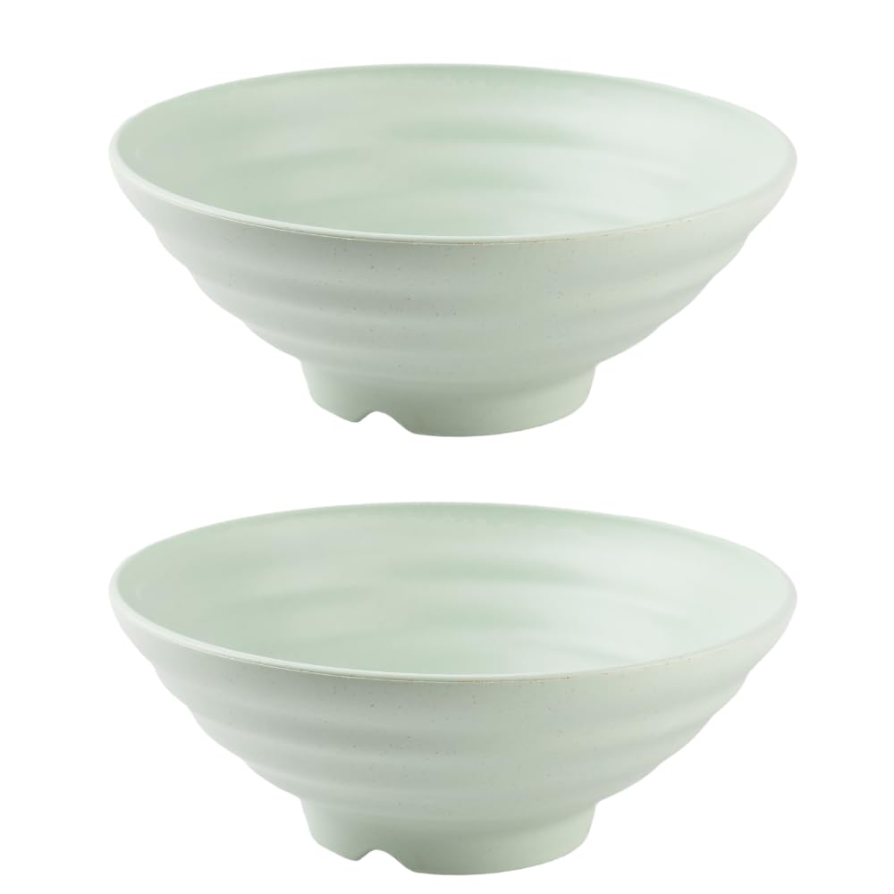 Irida Naturals Planet Friendly Ramen Bowl Set - Lightweight & Unbreakable Microwave Safe Bowl Set, 8" Serving for Kids & Adults, 1100 ml Pack 2 (Mint Green)