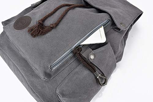 Canvas Backpack Vintage Backpack Gray Daypack For Men Women Laptop School Travel Rucksack #TOP1