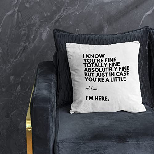 Nogrit Inspirational Quote I Know You're Fine Totally Fine Throw Pillow Cover 18X18 Inch Encouragement Themed Decor For Home Office,Get Well Gift Sympathy Gift Support Gift For Women Men Teens Kids #TOP1
