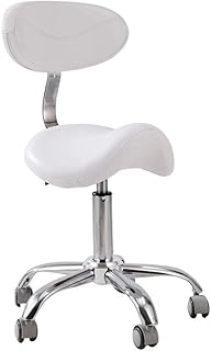 MU Silla de Computadora, Taburete de Trabajo, Silla Giratoria de Salones/Taburete de Bar, Silla de Tatuaje con Respaldo Levantamiento 49-64Cm para Cualquier Escena 2 Colores,Blanco