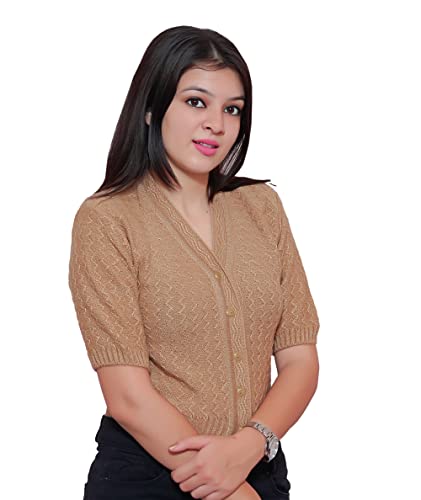 Image of Women's Hosiery Woolen Solid Half Sleeve Sweater Blouse