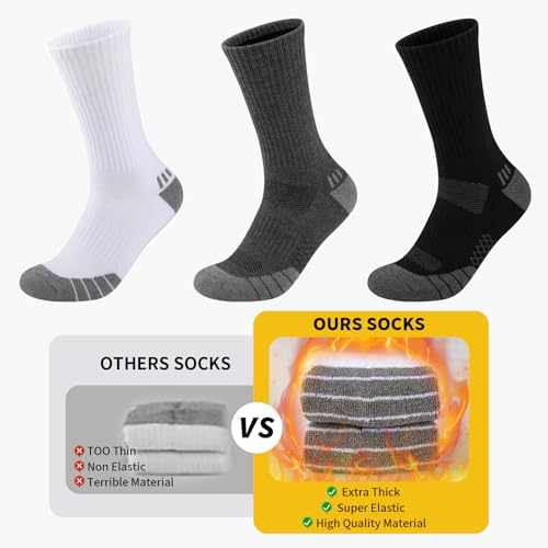 COOPLUS Mens Cushion Crew Socks Athletic Running Moisture Wicking Work Socks Performance Breathable Socks for Men (6 Pairs)3