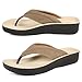 AEROTHOTIC Arch Support Flip Flops for Women Comfortable Cushioned Memory Foam Lined Footbed Outdoor Indoor Dressy Beach Walking Thong Extra Soft Padded Strappy Sandals (Tera Khaki, Size 8)
