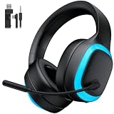 ゲーミングヘッドセット ワイヤレス ゲーミングヘッドホン PS5 ヘッドセット ｜Bluetooth 5.3 / 2.4GHz USB/Type-C/有線接続｜7.1chサラウンド・超低遅延＜20ms｜ノイズキャンセリングマイク・50mmドライバー｜ライト・最大70時間バッテリー｜ PS5/PS4/PC/Switch対応（ブラック）