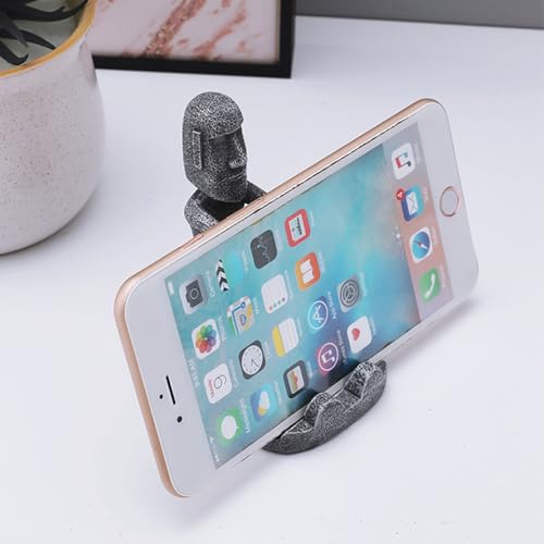 [Queen-b] スマホスタンド モアイ おもしろ ユニーク 卓上 グッズ イースター 島 可愛い おしゃれ 携帯 タブレット ホルダー 面白い オフィス デスク 机 (ベージュ)