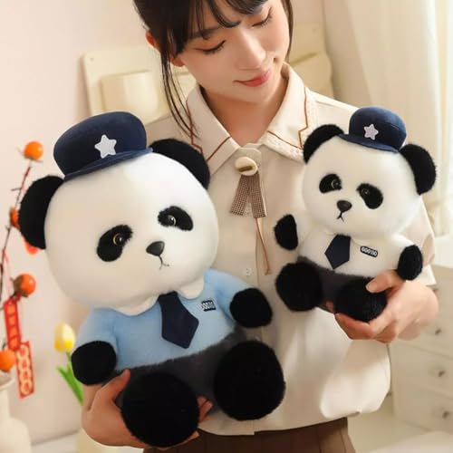 Image of Patrol Panda Plush Toy Cartoon Stuffed Animals Cute Toys for Kids & Babies Cuddly Animal Stuff Huggable Gifts for Toddlers Black 25 cm