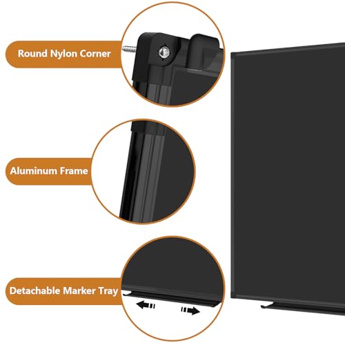 Lockways Magnetic Chalk Board 48" x 36" | Wall Mounted Chalk Black Bulletin Board with Pen Tray, Black Aluminum Message Presentation Memo Board for Office & School - Thumbnail 3