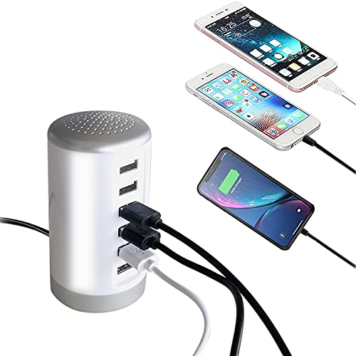 MaxLax Estação de carregamento USB para mesa branca, 6 portas USB Torre estação de carregamento 30W