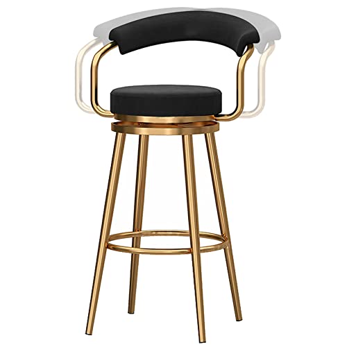 Tabourets de bar en velours bleu 75 cm avec dossier ergonomique