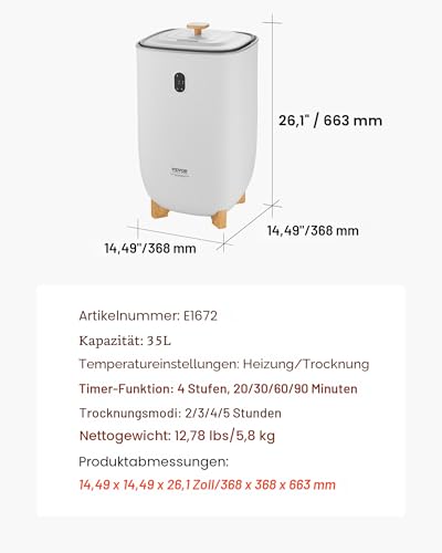 VEVOR 35 L Handtuchwärmer-Eimer, Handtuchwärmer mit LED-Bildschirm und Trockenfunktion, intelligenter Handtuchwärmer mit einstellbarem Timer für Badezimmer, Bademantel, Decke und Pyjama