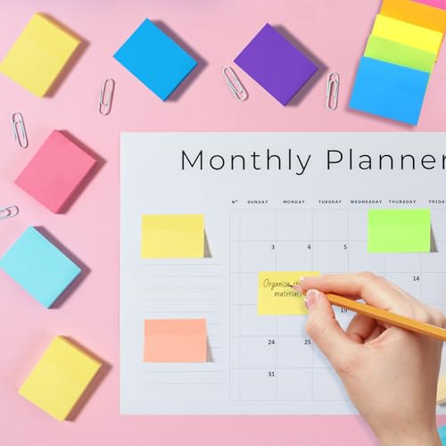 24 Packung Haftnotizen Klebezettel,50 x 38 mm Klein Sticky Notes,Selbstklebende Notizzettel Haftnotizen Blöcke für Büro Zuhause Schule Sitzung,75 Blätter/Notizzettel,1800 Blatt Insgesamt(8 Farbe)