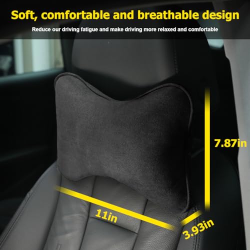 Image of Osilly Car Headrest Pillow, Soft Comfortable Breathable Memory Foam Ergonomic Design Automotive Neck Pillow Cushion with Adjustable Strap for Neck Pain Pressure Relief, Universal Fit(Black)