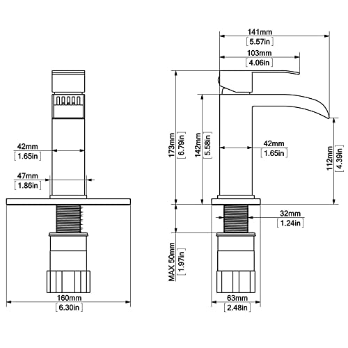 Bravebar Brushed Nickel Waterfall Bathroom Faucet - Single Handle Sink Faucets Bathroom 1 Hole Or 3 Hole For 4In | Modern Solid Brass Vanity Faucet With Deck Plate & Overflow Pop Up Drain #TOP3