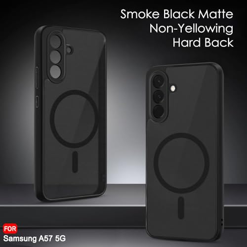 Image of TheGiftKart Back Cover for Samsung Galaxy A57 5G Case Compatible with MagSafe | Hard Translucent Smoke Matte Back | Hybrid Shockproof 360 Protection Galaxy A57 Back Cover (PC & TPU, Black Sides)
