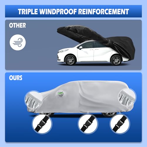 Image of Car Cover Custom Fit for Toyota Sienna 1997-2026, Migaven Waterproof Full Exterior Cover Sun Rain Protection with Door Zipper and Cotton Lining, Silver