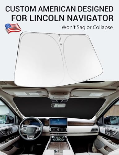Image of Proadsy 2026 Upgrade Front Windshield Sun Shade Foldable Sunshade Protector Custom Fit 2018-2024 Lincoln Navigator Accessories