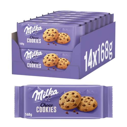Milka Choco Cookies – Schokoladenkekse mit zarter Alpenmilch-Schokolade und cremiger Milchcrème – 14 x 168g