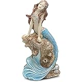 Figuritas decorativas de sirena, exquisita estatua de resina de 7 pulgadas, estatua de princesa mediterránea, escultura de colección de arte para decoración de sala de estar, hogar, regalos de
